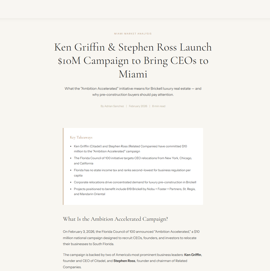 Ken Griffin & Stephen Ross Launch $10M Campaign to Bring CEOs to Miami